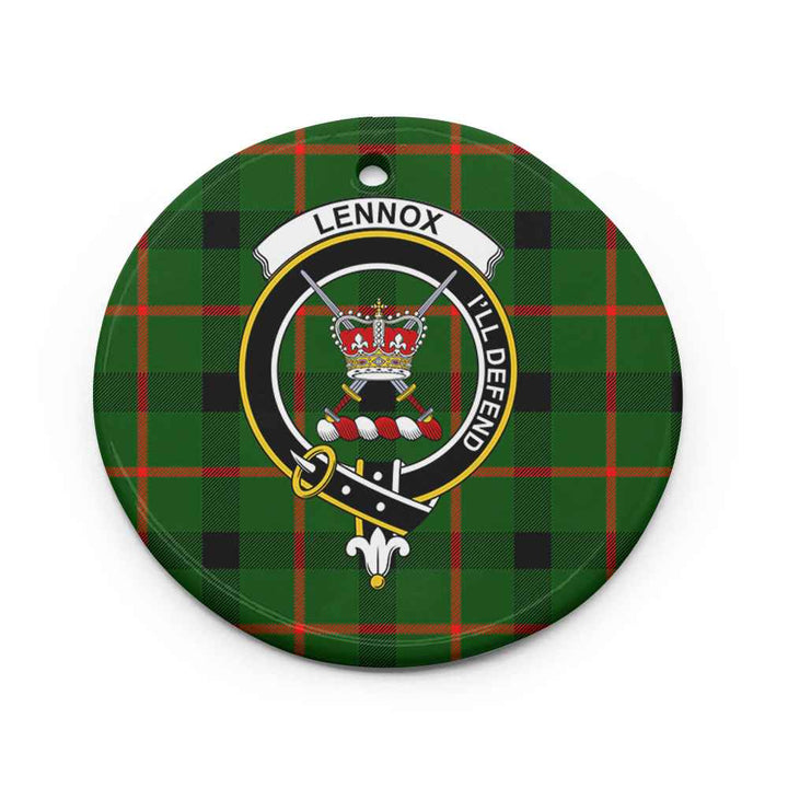 Scottish Lennox Clan Crest Tartan Ceramic Ornament Circle Shape Tartan Plaid