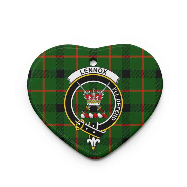 Scottish Lennox Clan Crest Tartan Ceramic Ornament Heart Shape Tartan Plaid