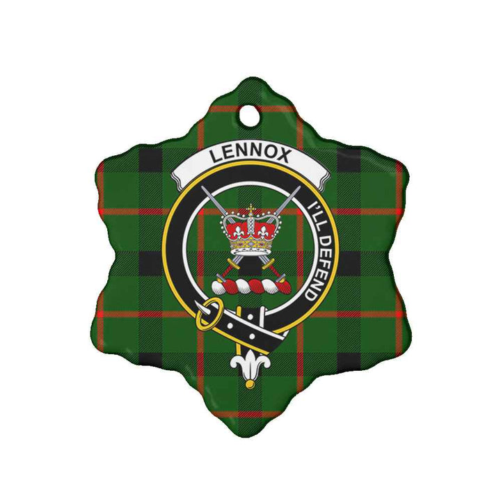 Scottish Lennox Clan Crest Tartan Ceramic Ornament Snow Flake Shape Tartan Plaid