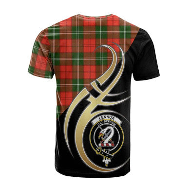 Scottish Lennox Modern Clan Crest Tartan T-Shirt Believe in Me Back Side Tartan Plaid
