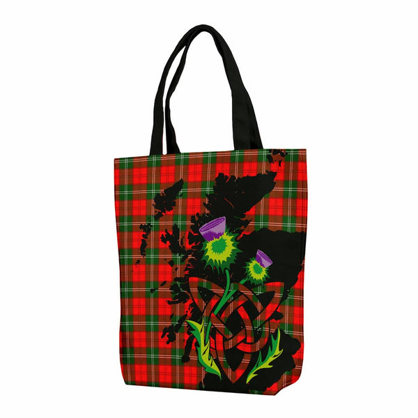 Scottish Lennox Modern Clan Tartan Canvas Bag With Shoulder Strap With Thistle Tartan Plaid 1
