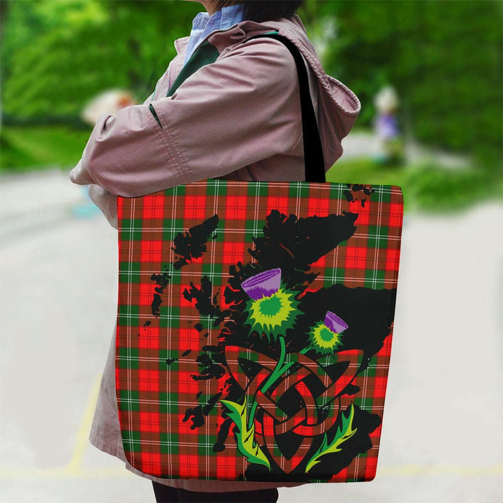 Scottish Lennox Modern Clan Tartan Canvas Bag With Shoulder Strap With Thistle Tartan Plaid 2