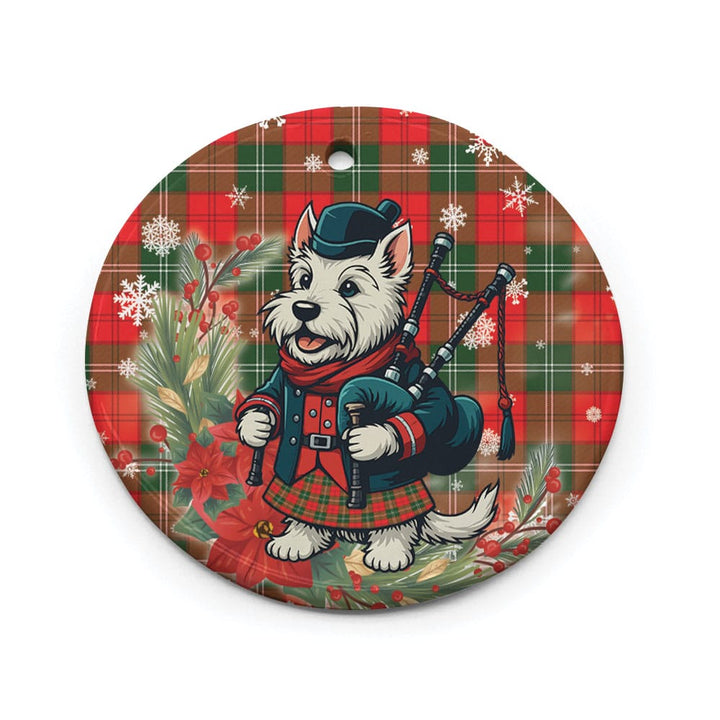 Scottish Lennox Modern Clan Tartan Ceramic Ornament Cute Scottish Terrier Dog Circle Style Tartan Plaid