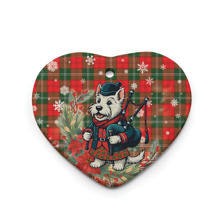 Scottish Lennox Modern Clan Tartan Ceramic Ornament Cute Scottish Terrier Dog Heart Style Tartan Plaid