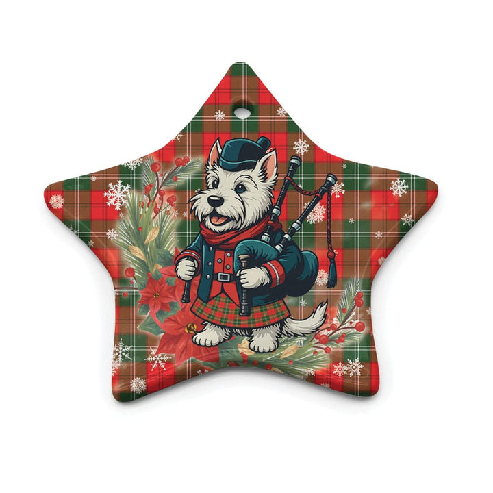 Scottish Lennox Modern Clan Tartan Ceramic Ornament Cute Scottish Terrier Dog Star Style Tartan Plaid