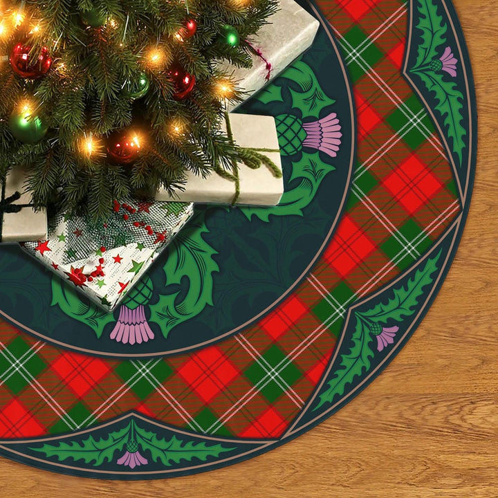 Scottish Lennox Modern Clan Tartan Christmas Tree Skirt Old Scottish Thistle Flower No Tassels Tartan Plaid 2