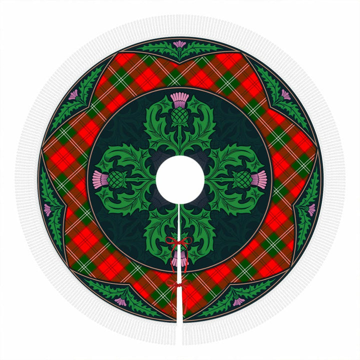 Scottish Lennox Modern Clan Tartan Christmas Tree Skirt Old Scottish Thistle Flower Tassels Tartan Plaid 1