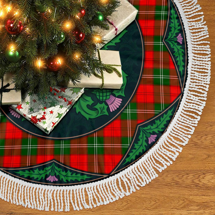 Scottish Lennox Modern Clan Tartan Christmas Tree Skirt Old Scottish Thistle Flower Tassels Tartan Plaid 2