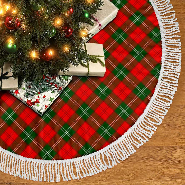 Scottish Lennox Modern Clan Tartan Christmas Tree Skirt Tassels 2 Tartan Plaid