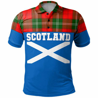 Scottish Lennox Modern Clan Tartan Polo Shirt - Lion Rampant of Scotland With Flag Front Side Tartan Plaid