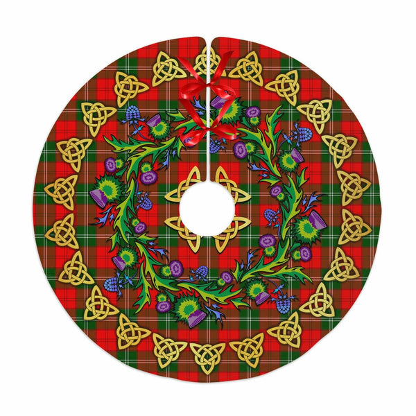 Scottish Lennox Modern Clan Tartan Thistle Celtic Knot Christmas Tree Skirt No Tassels Tartan Plaid 1