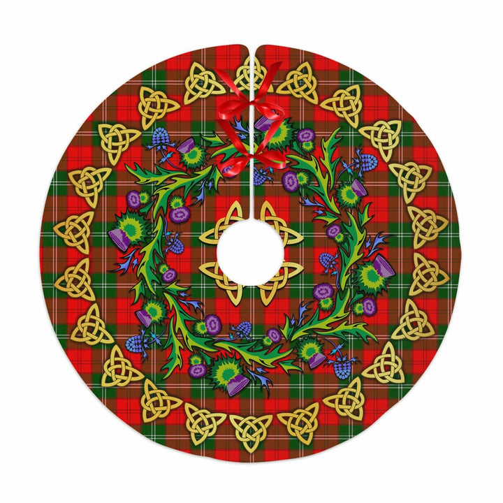 Scottish Lennox Modern Clan Tartan Thistle Celtic Knot Christmas Tree Skirt No Tassels Tartan Plaid 1