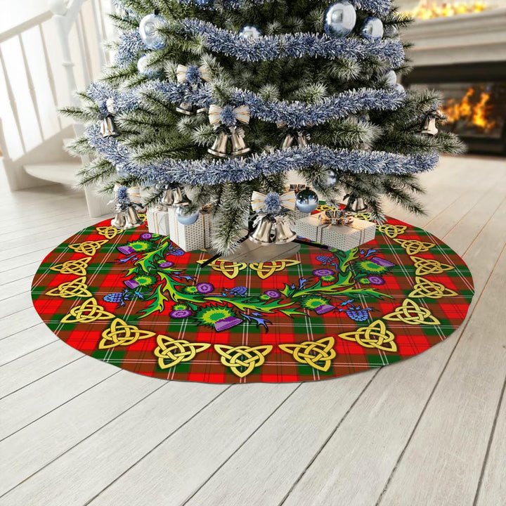 Scottish Lennox Modern Clan Tartan Thistle Celtic Knot Christmas Tree Skirt No Tassels Tartan Plaid 3
