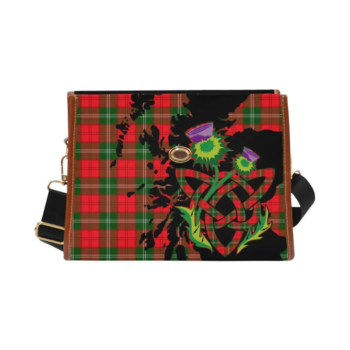 Scottish Lennox Modern Clan Tartan Waterproof Canvas Bag With Thistle Tartan Plaid 1