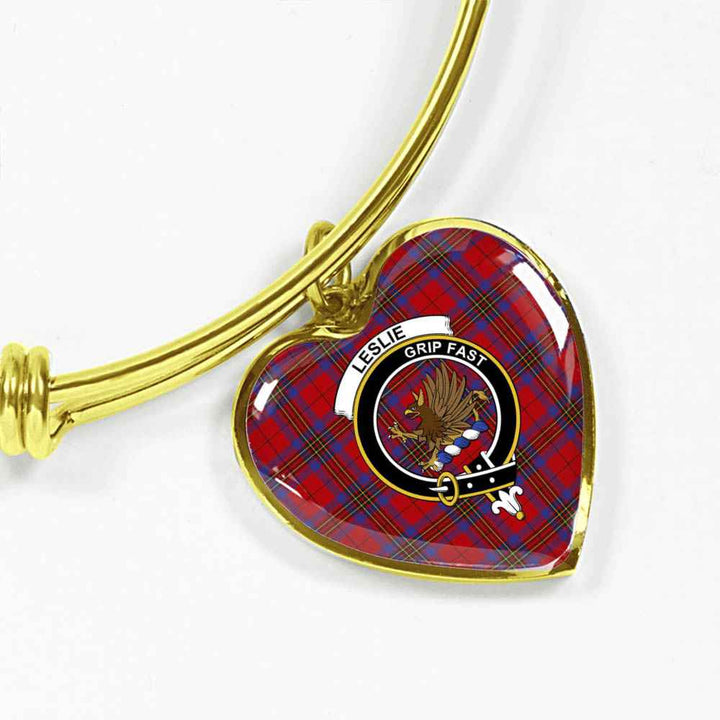 Scottish Leslie Clan Crest Tartan Bangle Heart Tartan Plaid 2