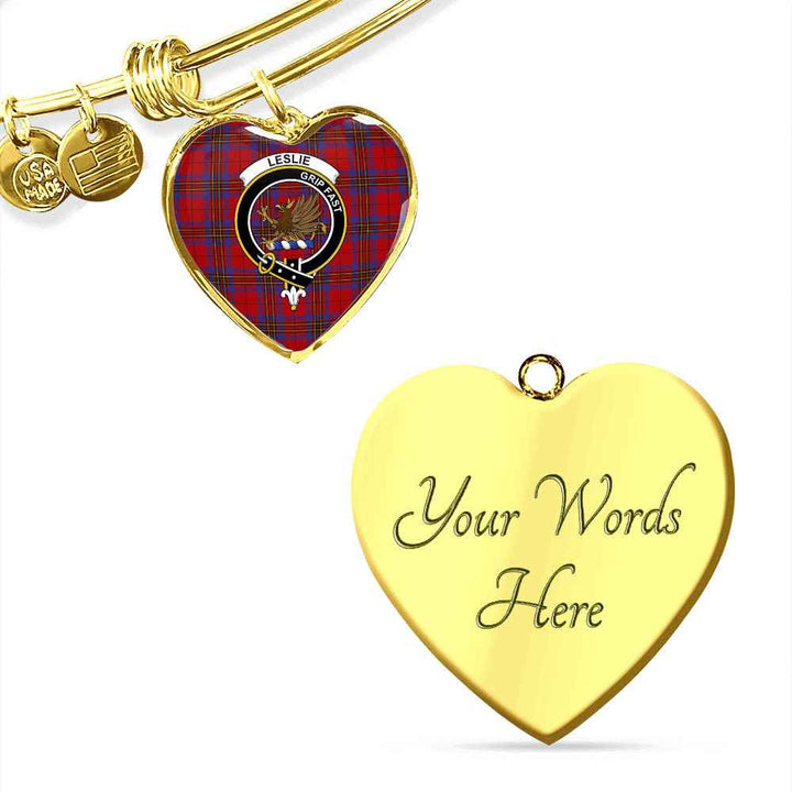 Scottish Leslie Clan Crest Tartan Bangle Heart Tartan Plaid 4