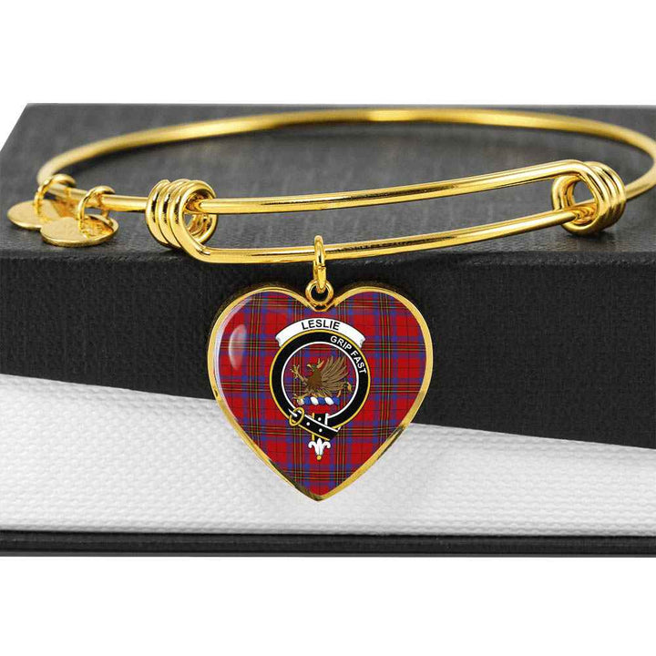Scottish Leslie Clan Crest Tartan Bangle Heart Tartan Plaid 6