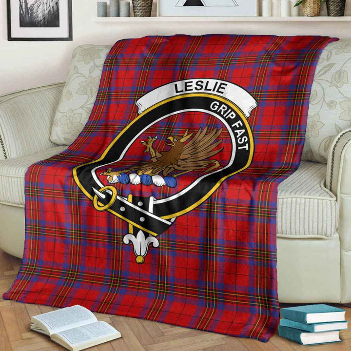 Scottish Leslie Clan Crest Tartan Blanket Tartan Plaid 3