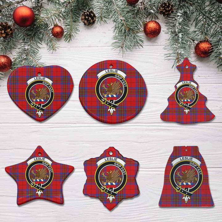 Scottish Leslie Clan Crest Tartan Ceramic Ornament All Tartan Plaid