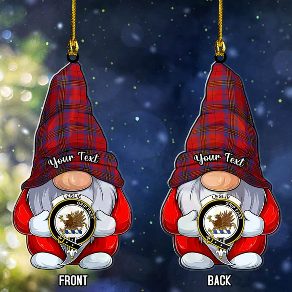 Scottish Leslie Clan Crest Tartan Christmas Gnome Ornament Custom Personalized Tartan Plaid 1
