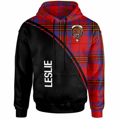 Scottish Leslie Clan Crest Tartan Curve Hoodie Front Side Tartan Plaid