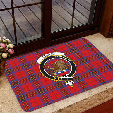 Scottish Leslie Clan Crest Tartan Door Mat Tartan Plaid 1