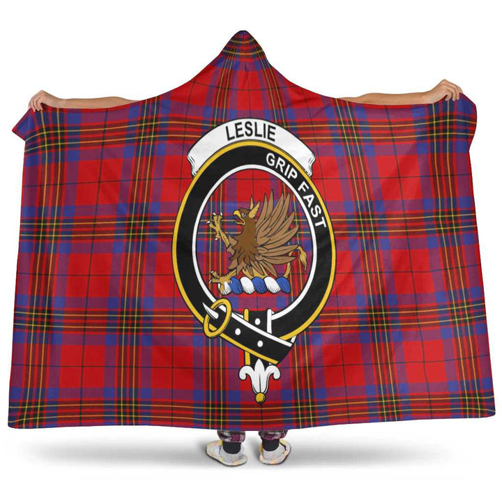 Scottish Leslie Clan Crest Tartan Hooded Blanket Tartan Plaid 1