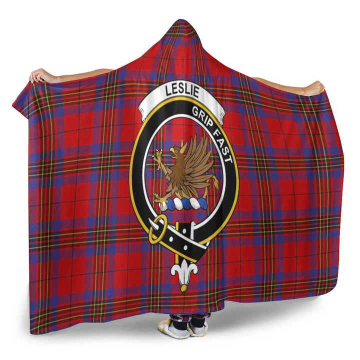 Scottish Leslie Clan Crest Tartan Hooded Blanket Tartan Plaid 2