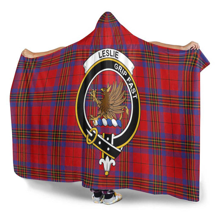 Scottish Leslie Clan Crest Tartan Hooded Blanket Tartan Plaid 3