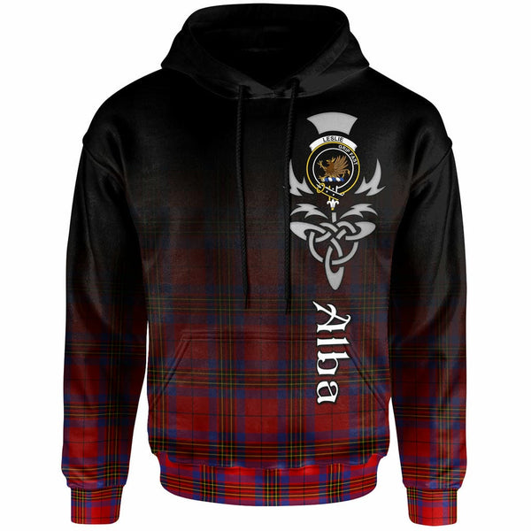 Scottish Leslie Clan Crest Tartan Hoodie - Alba Gu Brath Family Crest Celtic Inspired Front Side Tartan Plaid