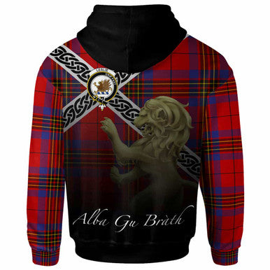 Scottish Leslie Clan Crest Tartan Hoodie - Scotland Lion Back Side Tartan Plaid