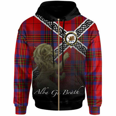 Scottish Leslie Clan Crest Tartan Hoodie - Scotland Lion Zip-up Tartan Plaid