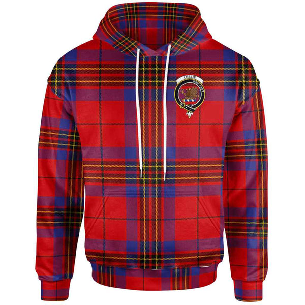 Scottish Leslie Clan Crest Tartan Hoodie Front Side Tartan Plaid