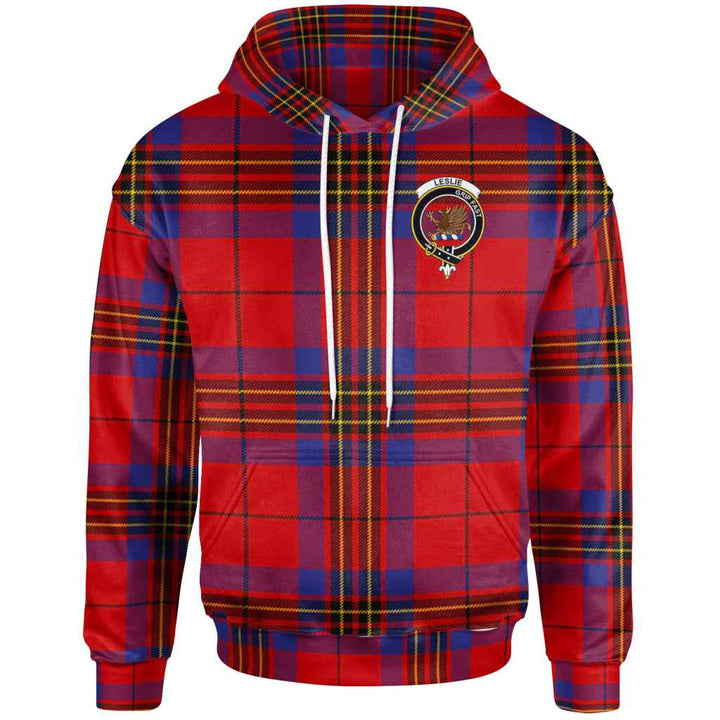 Scottish Leslie Clan Crest Tartan Hoodie Front Side Tartan Plaid
