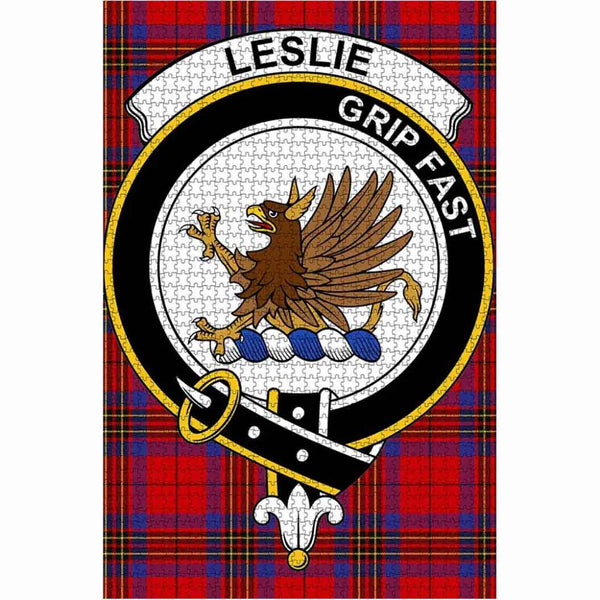 Scottish Leslie Clan Crest Tartan Jigsaw Puzzle 1