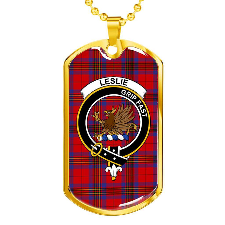 Scottish Leslie Clan Crest Tartan Military Dog Tag Necklace Tartan Plaid 2