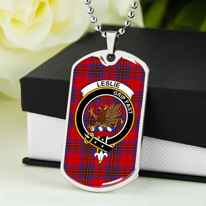 Scottish Leslie Clan Crest Tartan Military Dog Tag Necklace Tartan Plaid 5