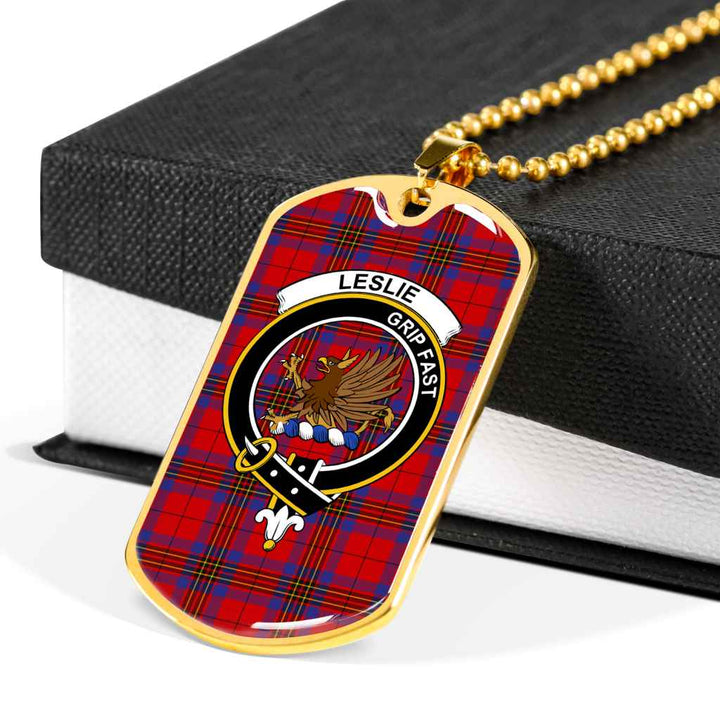 Scottish Leslie Clan Crest Tartan Military Dog Tag Necklace Tartan Plaid 6