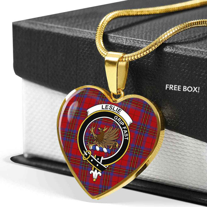 Scottish Leslie Clan Crest Tartan Necklace Heart Tartan Plaid 6