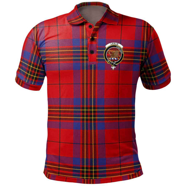 Scottish Leslie Clan Crest Tartan Polo Shirt Front Side Tartan Plaid