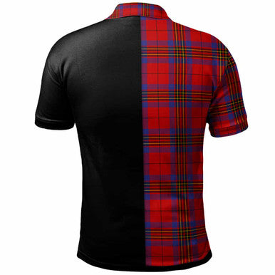 Scottish Leslie Clan Crest Tartan Polo Shirt - Half in Me Back Side Tartan Plaid