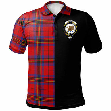 Scottish Leslie Clan Crest Tartan Polo Shirt - Half in Me Front Side Tartan Plaid