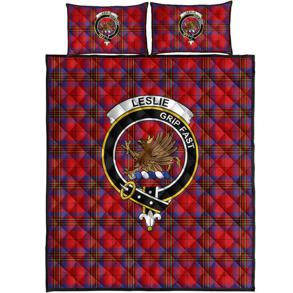 Scottish Leslie Clan Crest Tartan Quilt Bed Set Tartan Plaid 1
