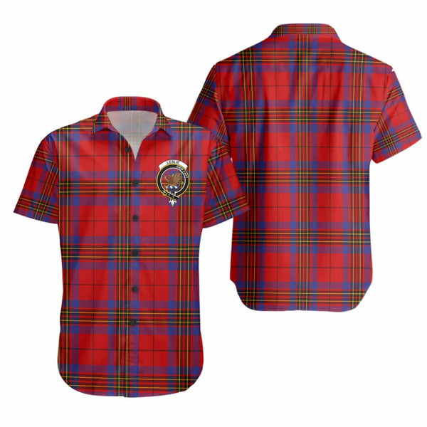 Scottish Leslie Clan Crest Tartan Short Sleeve Shirt Tartan Plaid