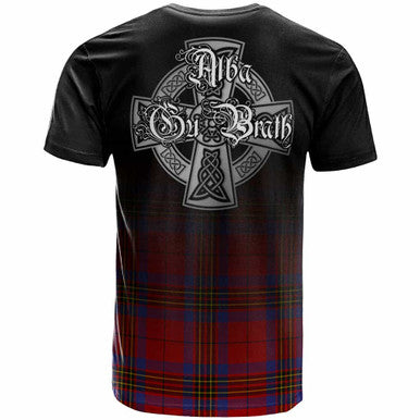 Scottish Leslie Clan Crest Tartan T-Shirt - Alba Gu Brath Family Crest Celtic Inspired Back Side Tartan Plaid