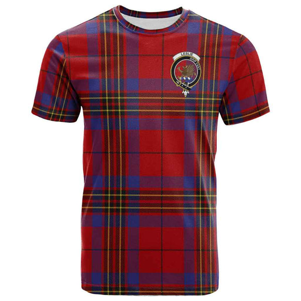 Scottish Leslie Clan Crest Tartan T-Shirt Front Side Tartan Plaid