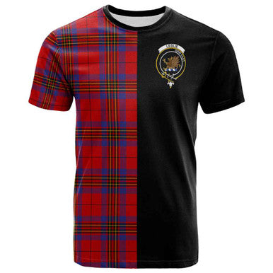 Scottish Leslie Clan Crest Tartan T-Shirt Half in Me Front Side Tartan Plaid