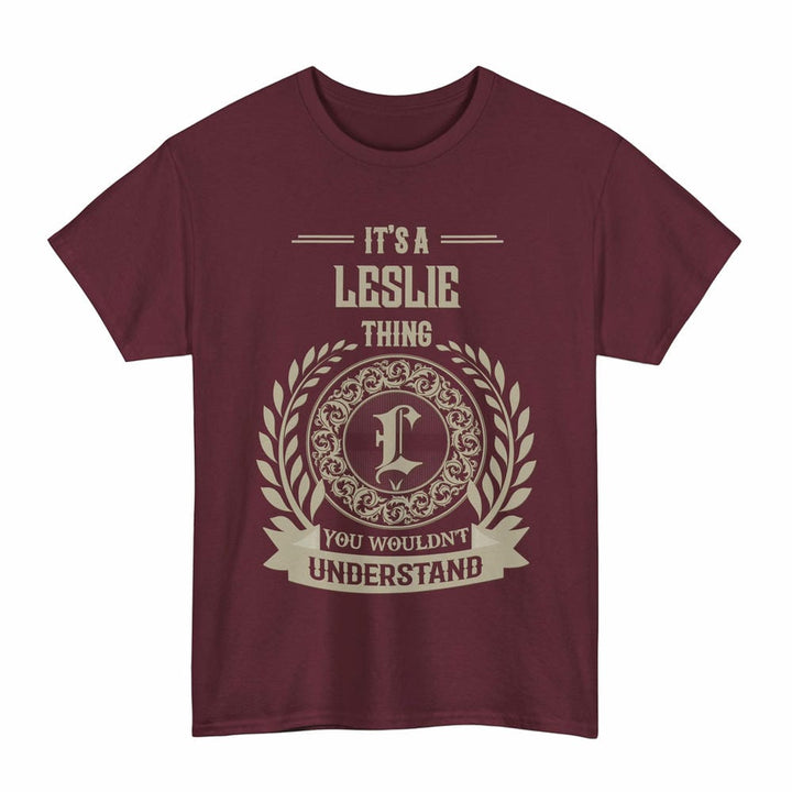 Scottish Leslie Clan Tartan T-Shirt - Vintage Family Name Tartan Plaid Maroon Color