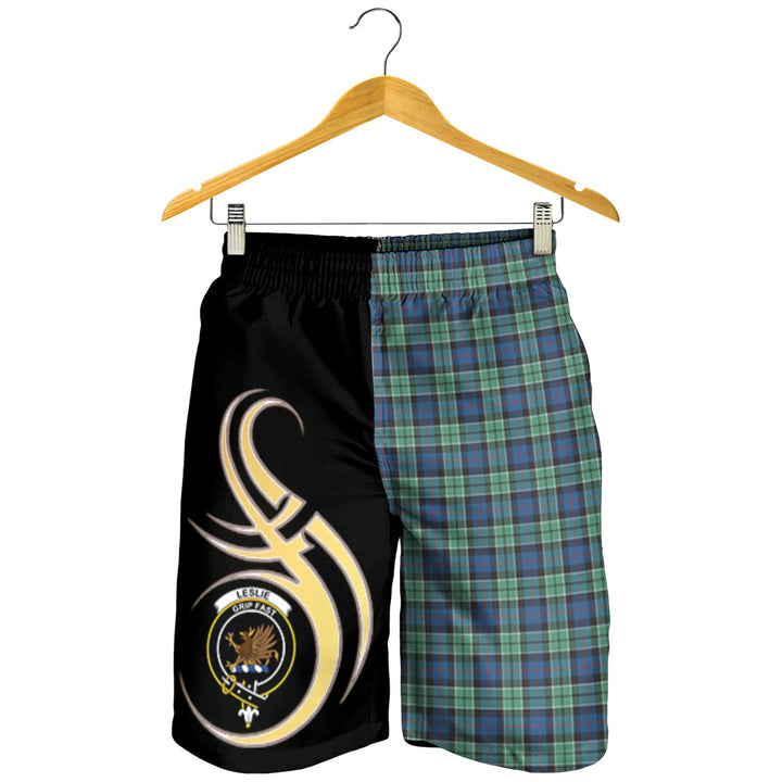 Scottish Leslie Hunting Ancient Clan Crest Tartan Believe in Me Men's Shorts