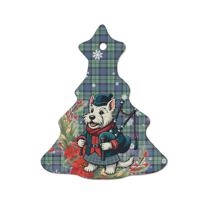 Scottish Leslie Hunting Ancient Clan Tartan Ceramic Ornament Cute Scottish Terrier Dog Tree Style Tartan Plaid
